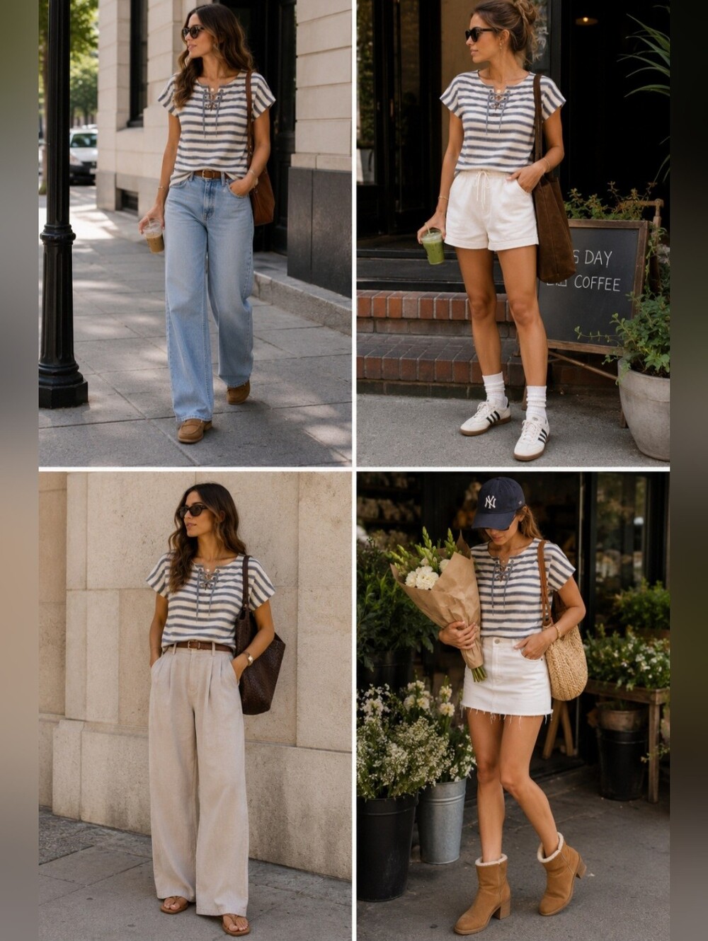 Madewell Striped Lace-Up Top Size Small